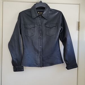 RAMIZ VINTAGE Soft Black Leather SNAP Button-Front Jacket SMALL